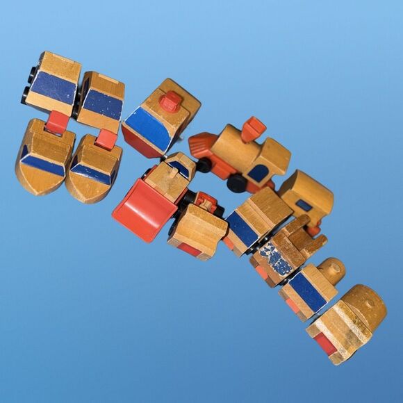 1972 Mattel Wooden Putt Putt Train Engine Cars Boats Construction Vehicles - Picture 10 of 14